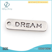 Custom zinc alloy silver dream letter charm jewelry on hot sale